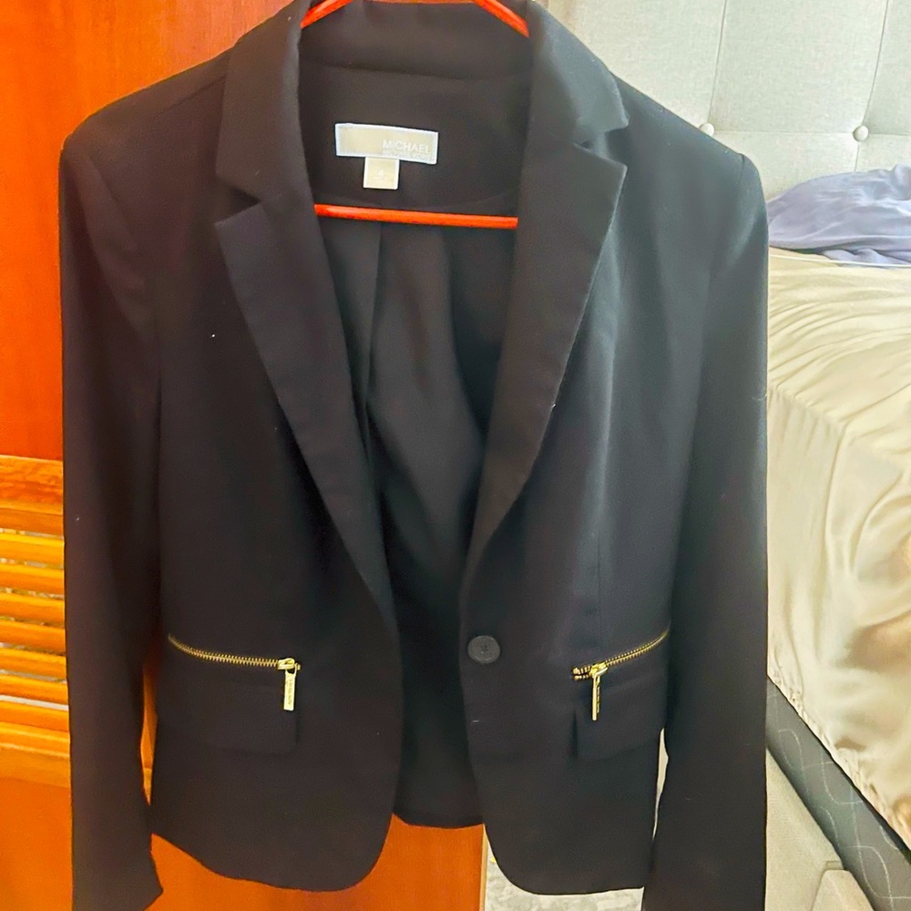 Micharl Kors black blazer with gold zipper